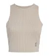 On All-day Cropped Striped Ribbed Stretch Recycled Tank In Neutral