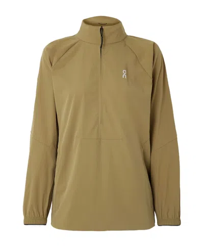 On All-day Stretch Recycled-shell Half-zip Sweater In Brown