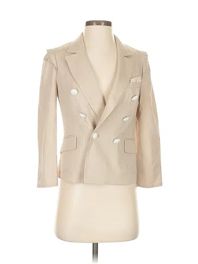 Pre-owned On And On 3/4 Sleeve Top Tan Square Neckline Tops In Brown