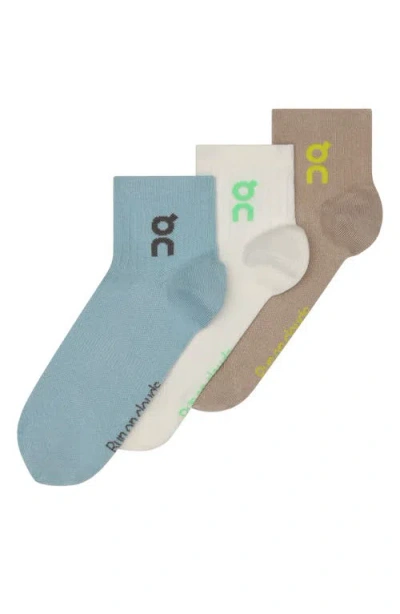 On Assorted 3-pack Logo Quarter Socks In Animal Print