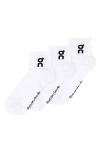 On Assorted 3-pack Logo Cott Blend Quarter Socks In White