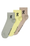 On Assorted 3-pack Logo Quarter Socks In Multi