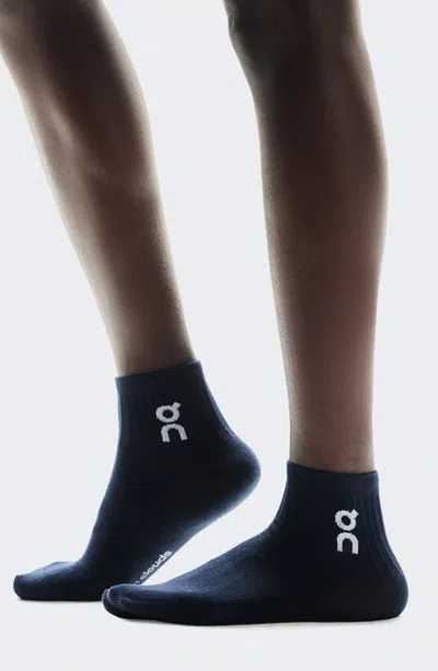 On Assorted 3-pack Logo Quarter Socks In Blue