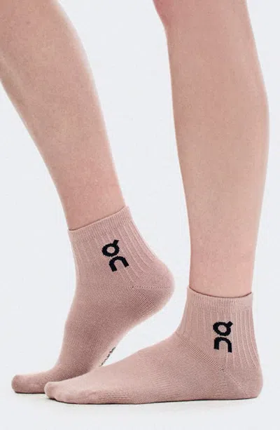 On Assorted 3-pack Logo Quarter Socks In Pink