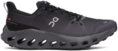 On Black & Gray Cloudsurfer Trail Waterproof Sneakers In Black | Eclipse