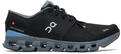 On Black & Navy Cloud X 4 Sneakers In Black | Chambray