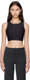 On Black Race Crop Sport Top