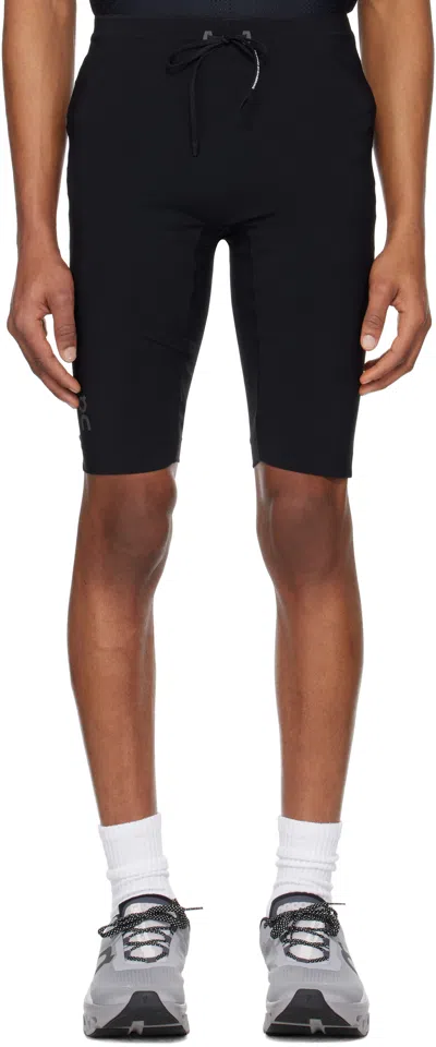 On Black Race Tights Half Shorts