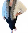 On Blue Faux Fur Trim Sweater Cardigan In Grey In Gray