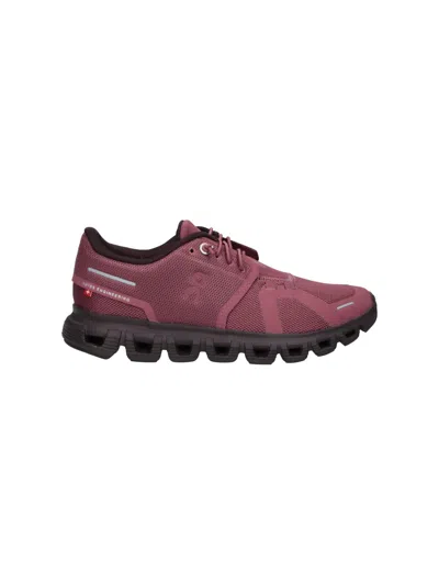 On Burgundy Cloud 6 Sneakers In Pink