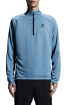 On Climate Knit Quarter Zip Running Top In Blue