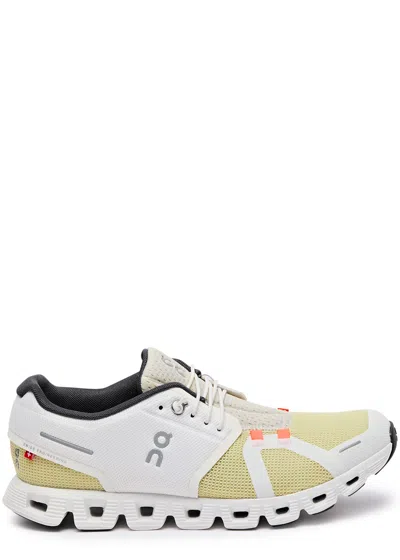 On Cloud 5 Push Panelled Mesh-knit Sneakers In White