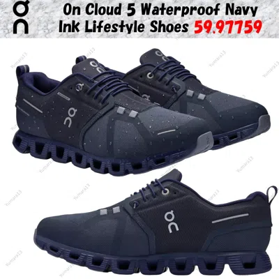 Pre-owned On Cloud 5 Waterproof Navy Ink Lifestyle Shoes 59.97759 Men's Size
