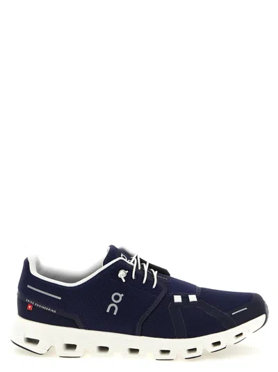 On Breathable Technical Fabric Sneakers With Cushied Sole In Blue