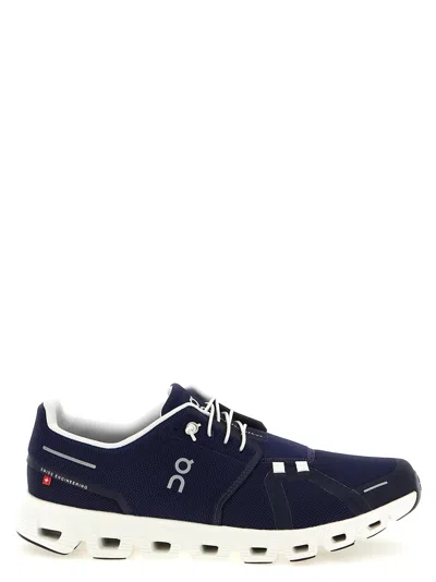 On Breathable Technical Fabric Sneakers With Cushied Sole In Blue