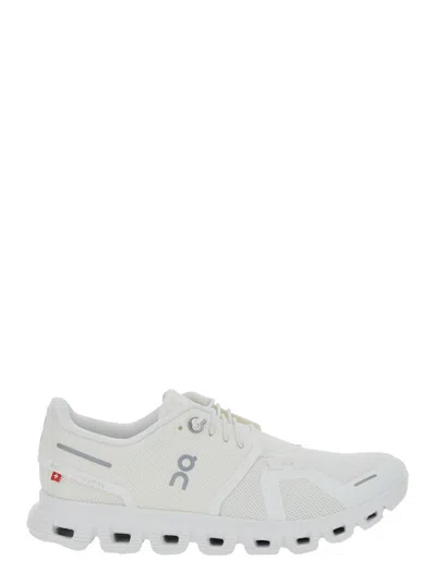 On 'cloud 6' White Low Top Sneakers With Mesh Details And Logo  Running The Side In Tech Fabric Woman