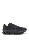 On Cloudmster Void Rubber-trimmed Mesh Running Sneakers In 黑色&黑色