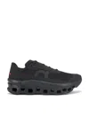 On Cloudmster Void Rubber-trimmed Mesh Running Sneakers In Black & Black
