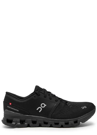 On Cloud X 4 Panelled Mesh-knit Sneakers In Black