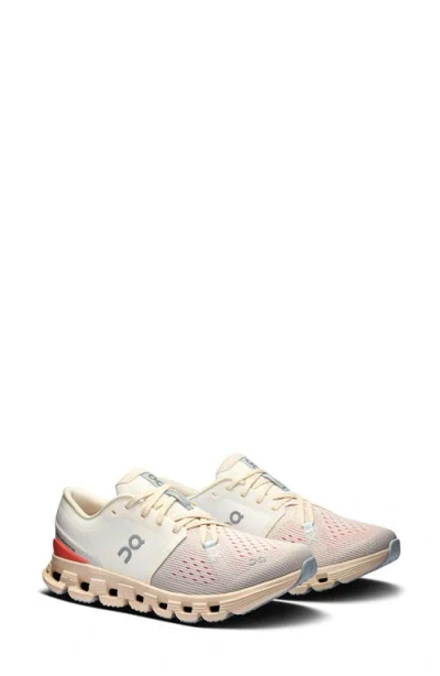 On Cloud X 4 Training Shoe In Ivory/salm