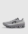 On Breathable Grey Sneakers With Robust Rubber Sole In Alloy - Silver