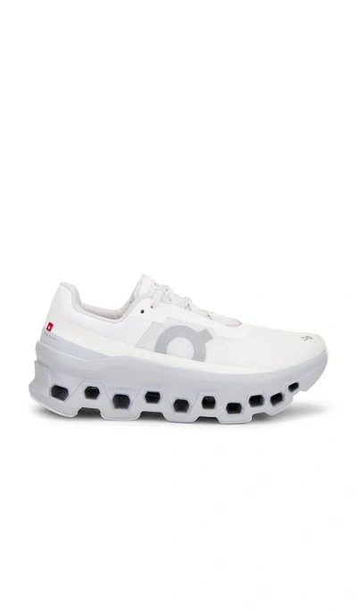 On Cloudmster Sneaker In White & Glacier
