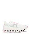 On Cloudmster Sneakers In White & Lima