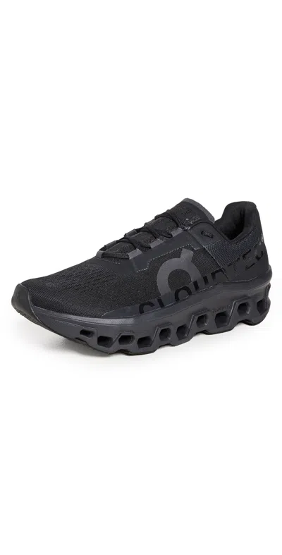 On Cloudmster Void Rubber-trimmed Mesh Running Sneakers In Black