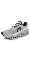 On Breathable Grey Sneakers With Robust Rubber Sole In Silver