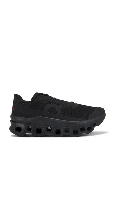 On Cloudmster Void Rubber-trimmed Mesh Running Sneakers In Black