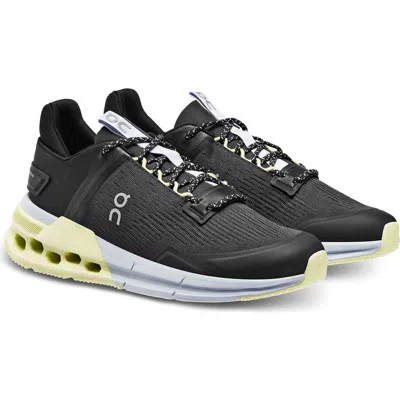 On Cloudnova Flux Sneaker In Black/hay