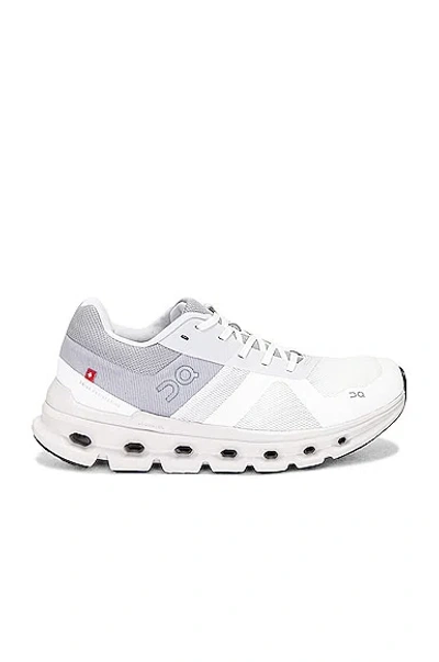 On Cloudrunner Sneaker In White & Frost