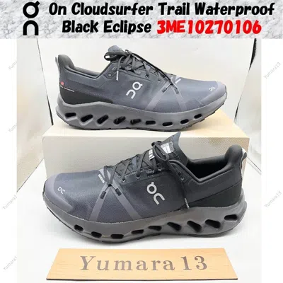 Pre-owned On Cloudsurfer Trail Waterproof Black Eclipse 3me10270106 Men's Size