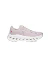 On Soft Pink Fabric Sneakers With Ctrasting Embroidered Logos In Purple