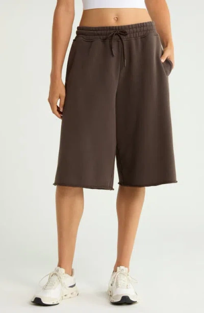 On Club Collective Raw Hem Cott Drawstring Shorts In Brown
