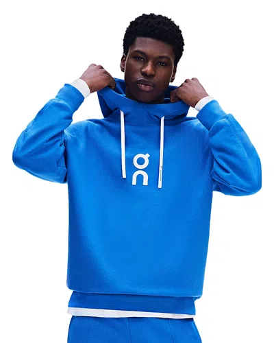 On Club Cott Blend Logo Drawstring Hoodie In Blue