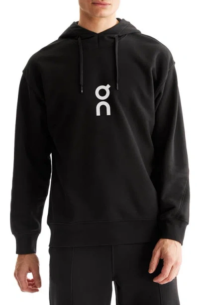 On Club Tennis Logo-print Cott-blend Jersey Hoodie In Black