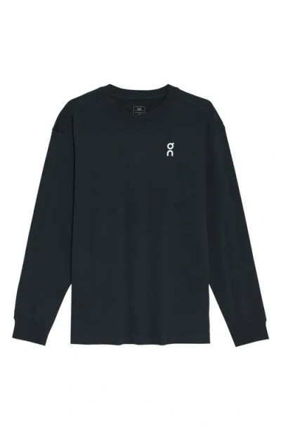 On Club T Oversize Lg Sleeve Organic Cott T-shirt In Black
