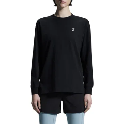 On Club T Oversize Lg Sleeve Organic Cott T-shirt In Black