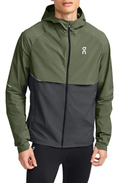 On Core Hooded Packable Running Jacket In Taiga/eclipse