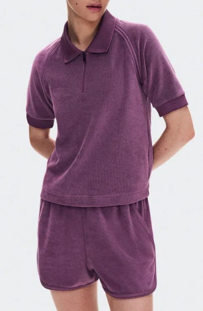 On Courtside Cott Blend Terry Polo In Purple