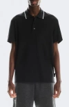 On Courtside Tipped Piqué Polo In Black
