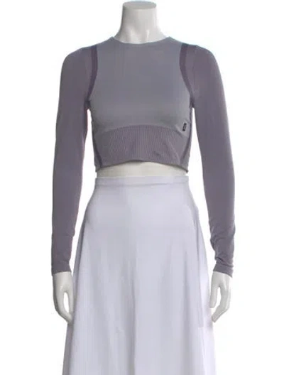 Pre-owned On Crew Neck Lg Sleeve Crop Top In Gray