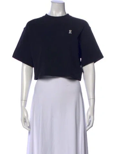 Pre-owned On Crew Neck Short Sleeve Crop Top In Black