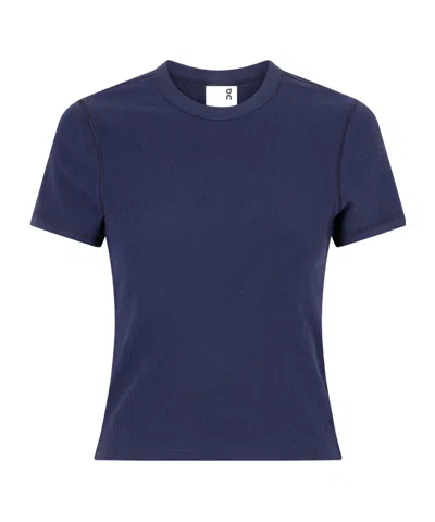 On Cropped Knit Tshirt In Blue