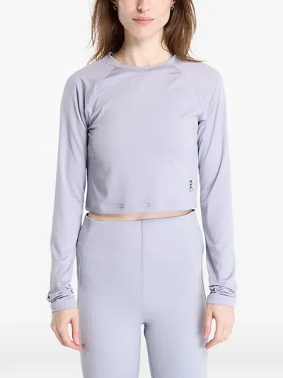 On Cropped Raglan-sleeve T-shirt In Purple