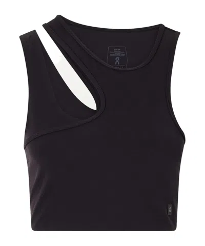 On Cutout Cropped Sports Tank Top In Black