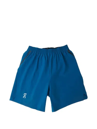 On Elastic Waist Track Shorts In Blue