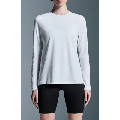 On Focus Lg Sleeve Performance Running T-shirt In White