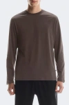 On Focus Lg Sleeve Pima Cott Blend T-shirt In Brown